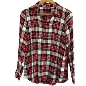 Banana Republic Red and Black Plaid Button Down Shirt